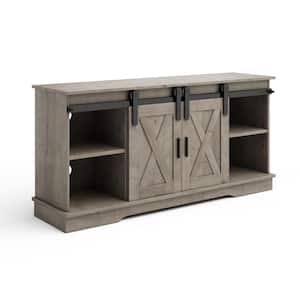 TV Stand - 65 in. Entertainment Center with Media Console Shelves, Cable Management (Gray Woodgrain)