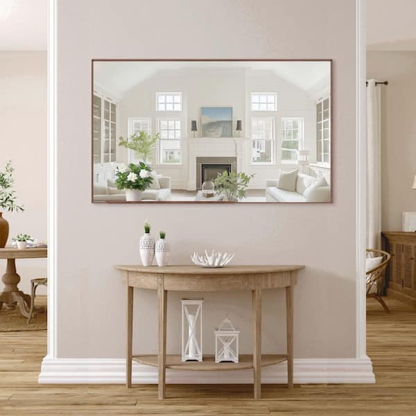 Yellow Coral 60.00 in. W x 36.00 in. H Modern Rectangle Aluminium Framed Wall Mirror