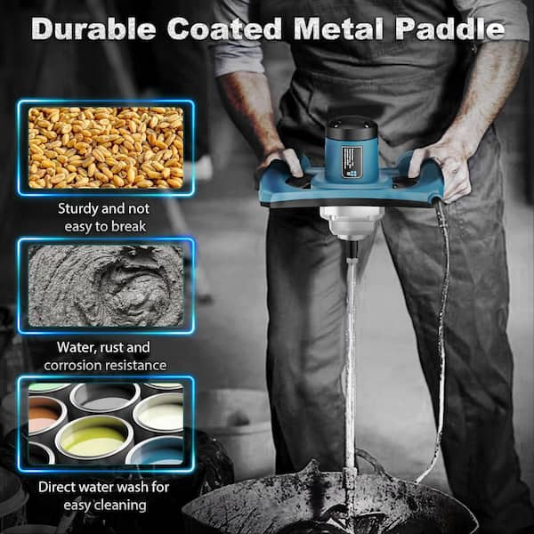 2400W Electric Concrete Cement Mixer Machine 6 Adjustable Speeds Handheld for Mixing Mud Cement Mortar Paint Blue