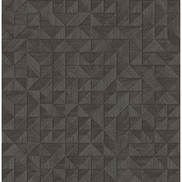 A-Street Prints Gallerie Dark Brown Geometric Wood Paper Strippable Wallpaper (Covers 56.4 sq. ft.)