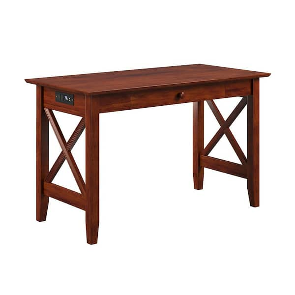 AFI - 48 in. Rectangular Walnut 1 Drawer Writing Desk with Solid Wood Material