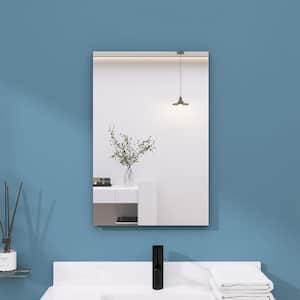 20 in. W x 30 in. H Small Rectangular Black Aluminum Recessed Or Surface Mount Bathroom Medicine Cabinet with Mirror