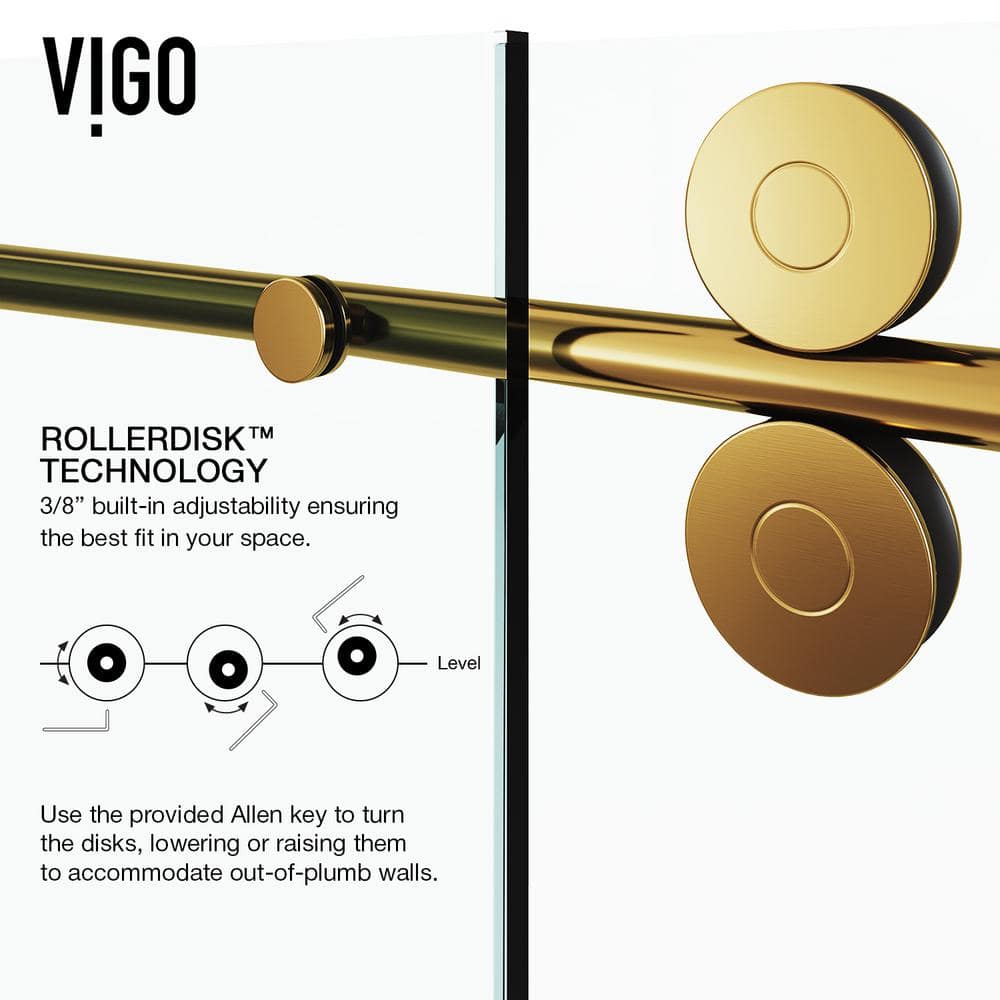 Elan 60" Frameless Tub Door with Matte Gold Finish