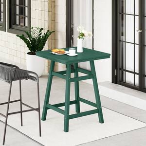 Laguna 30 in. Square HDPE Plastic Counter Height Outdoor Dining High Top Bar Table in Dark Green