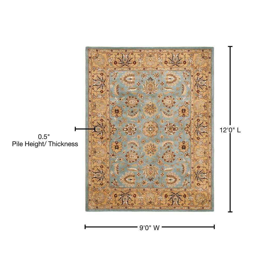 Blue and Gold 9' x 12' Hand-Tufted Wool Area Rug