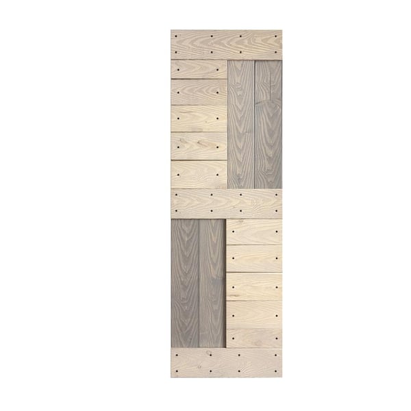 COAST SEQUOIA INC Coast Sequoia S Series Embossing 30 in. x 84 in. Dark Gray/Light Gray DIY Knotty Wood Sliding Door Slab