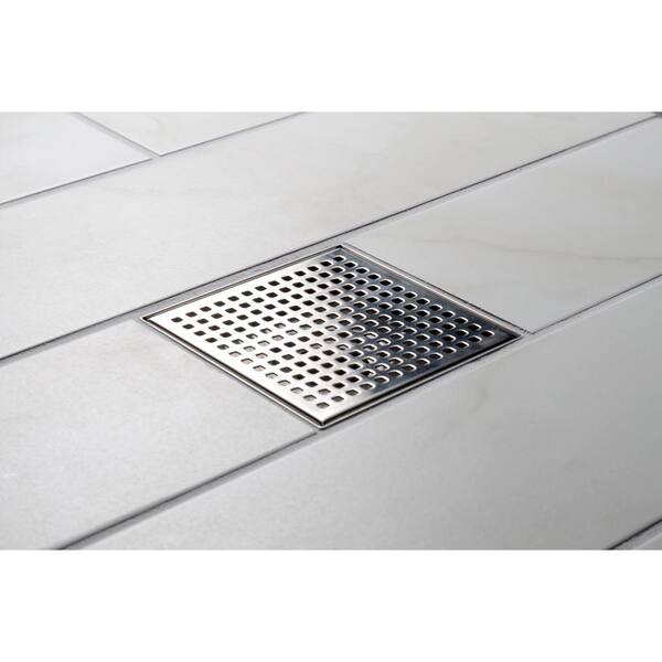 Square Shower Drain 6 inch with Shower Drain Base,Shower Drain with Tiled 