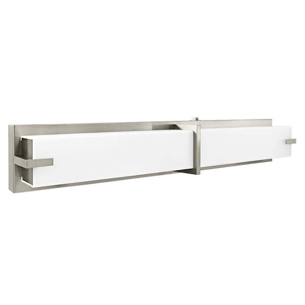 LUXRITE 24 in. Brushed Nickel Fixture 3 CCT Vanity 1-Light 25-Watt 1750 Lumens Dimmable Damp Rated ETL Listed