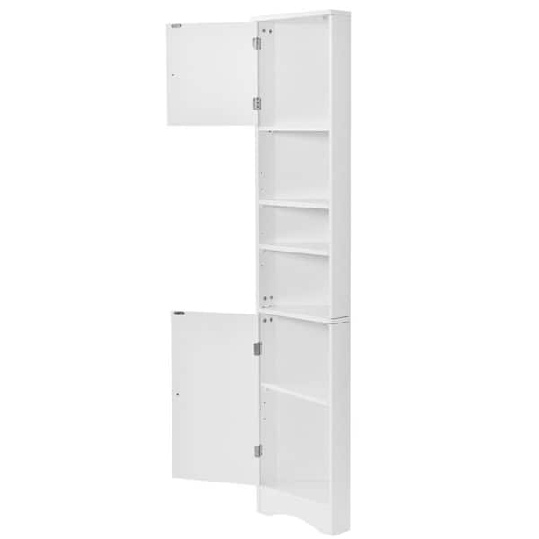 Unbranded 15 in. W x 9 in. D x 70 in. H White Linen Cabinet, Multi-Functional Corner Cabinet Tall Bathroom Storage Cabinet