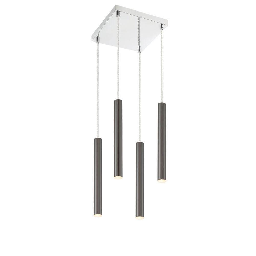 Forest 5-Watt 4-Light Integrated LED Chrome Shaded Chandelier with Pearl Bl