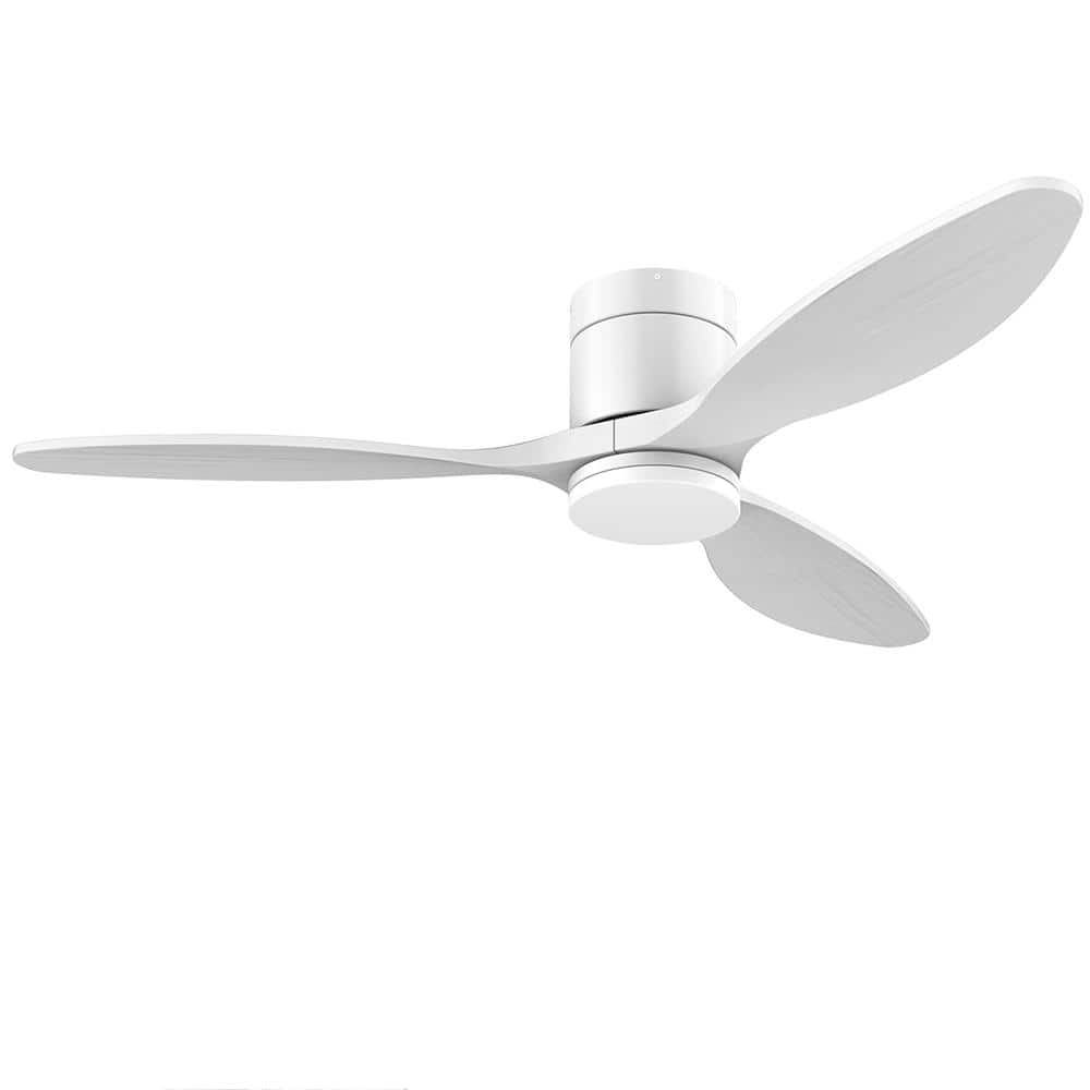 52 in.  Smart Control White Solid White White Flush Mount Standard Ceiling Fan with 3CCT Dimmable LED Light price history on PriceWatchPro