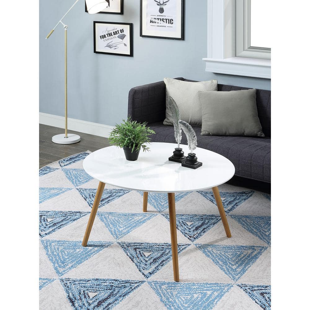 Oslo 32" Round White Gloss Midcentury Modern Coffee Table