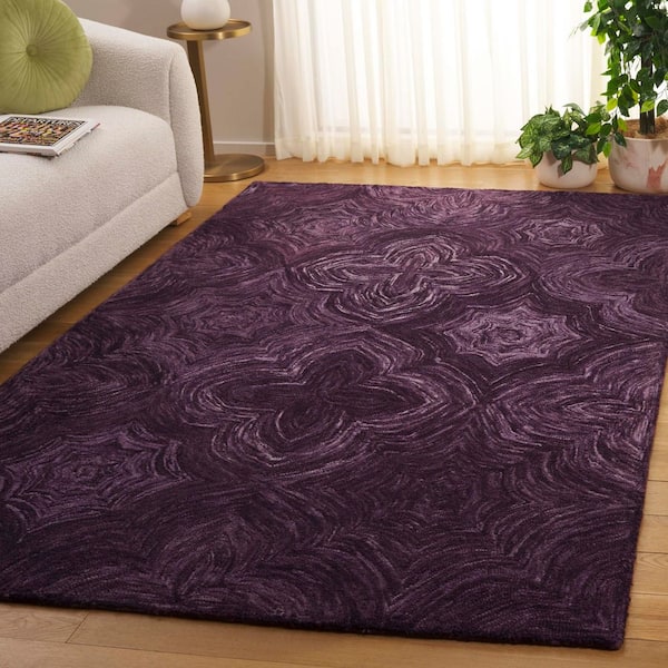 Ikat 4 ft. x 6 ft. Purple Floral Swirl Area Rug