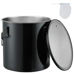 Fryer Grease Bucket 10 Gal Oil Disposal Caddy Stainless Steel Fryer Oil Bucket Oil Transport Container, Black