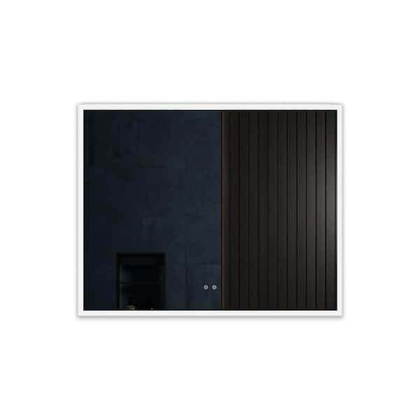 Sanlan ML01 40 in. W. x 32 in. H Large Rectangular Frameless Anti-Fog LED Wall Bathroom Vanity Mirror in White