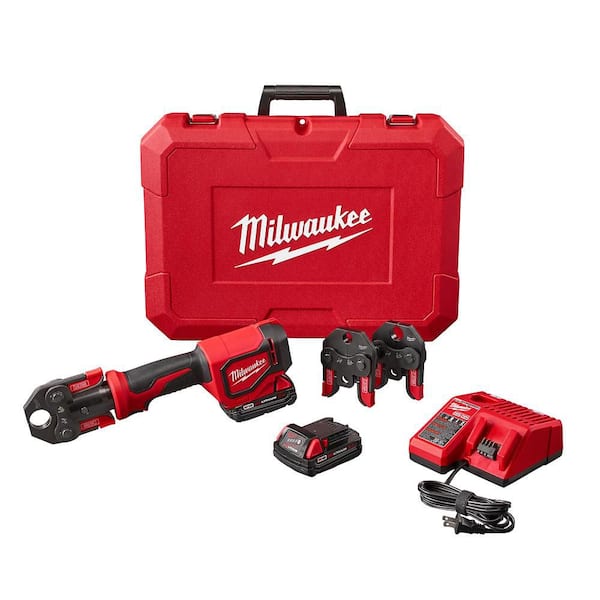 M18 18V Lithium-Ion Cordless Short Throw Press Tool Kit with 3 PEX Crimp Jaws (2) 2.0 Ah Batteries and Charger
