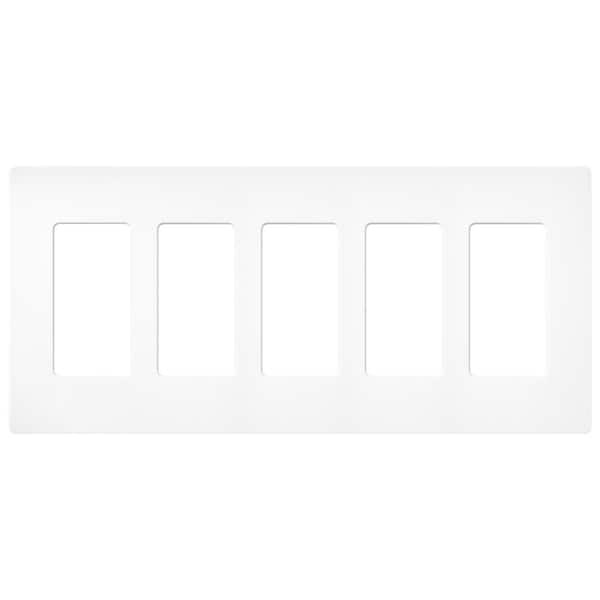 Lutron Claro 5 Gang Wall Plate for Decorator/Rocker Switches, Satin, Brilliant White (SC-5-BW) (1-Pack)
