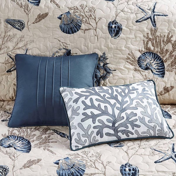 Madison Park Nantucket 6-Piece Blue Full/Queen Reversible Coverlet