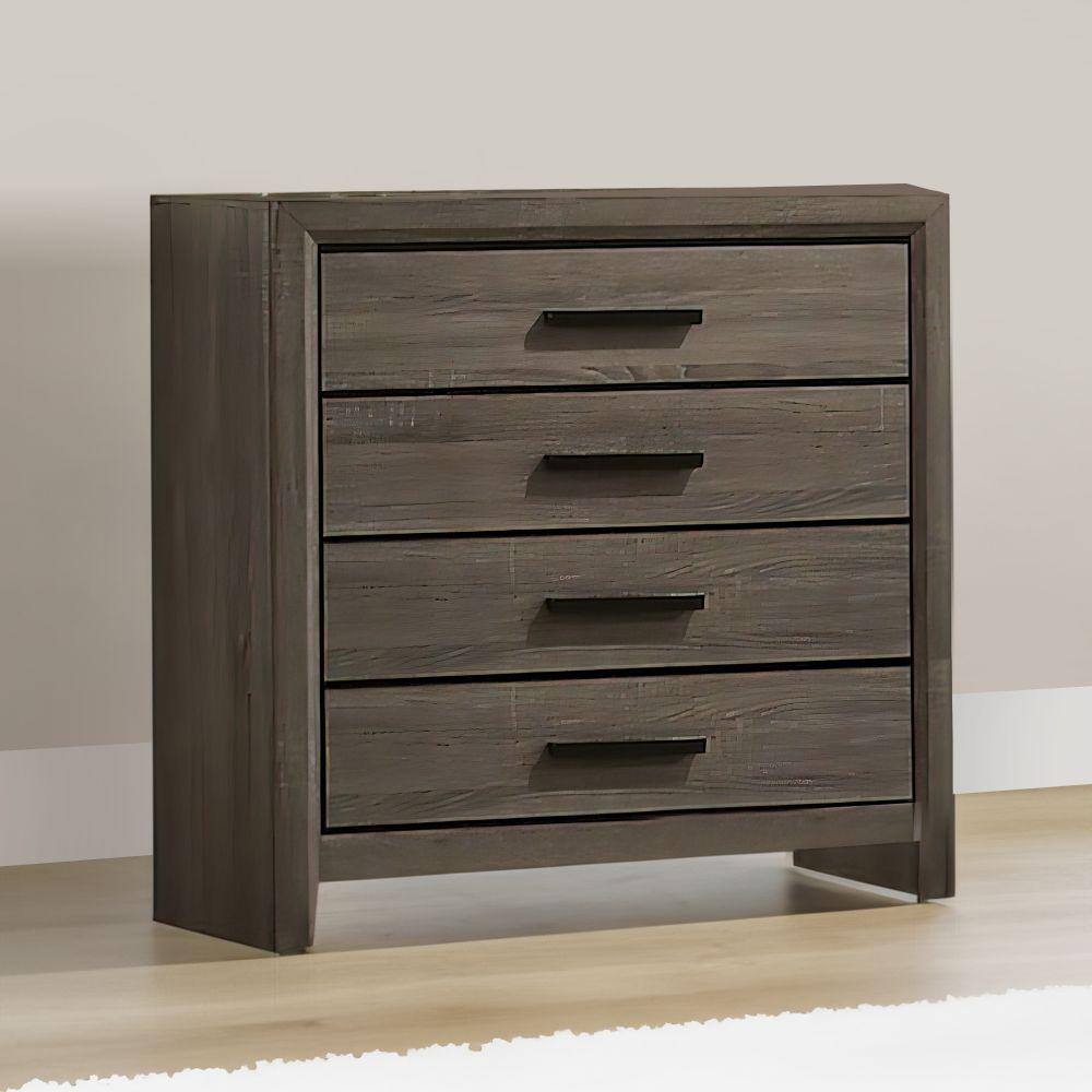 Gray Wooden Chest with Black Rectangular Pulls