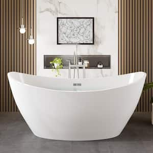 Bella 60 in. Acrylic Flatbottom Freestanding Bathtub in White