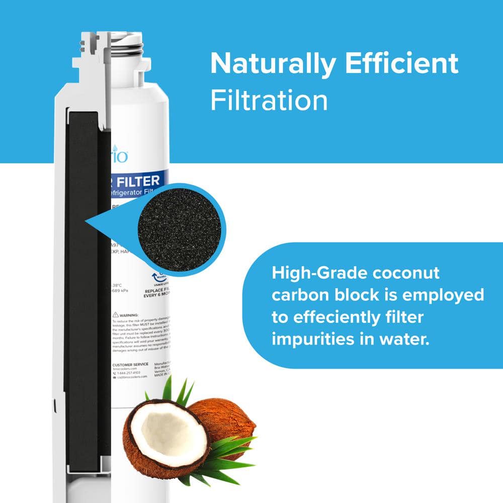 Brio 7-Inch Replacement Refrigerator Water Filter, 3-Pack