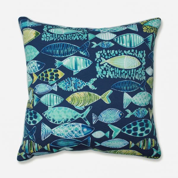 Pillow Perfect Tropical Blue Square Outdoor Square Throw Pillow