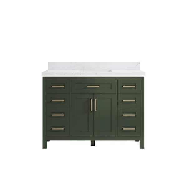 Willow Collections Cambridge 48 in. W x 22 in. D x 36 in. H Bath Vanity in Pewter Green with 2 in Empira Quartz Top