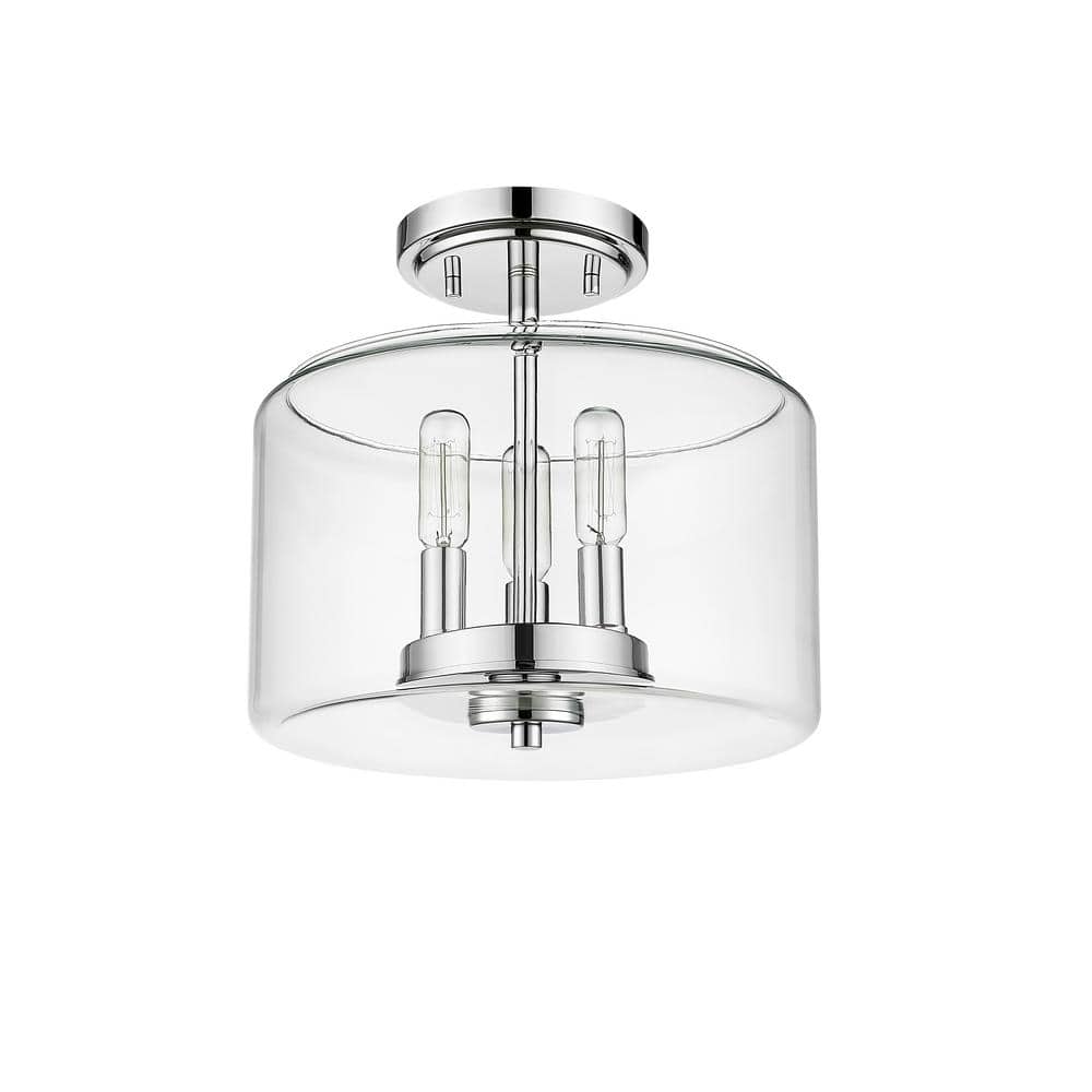Asheville Chrome and Glass 3-Light Semi-Flush Mount