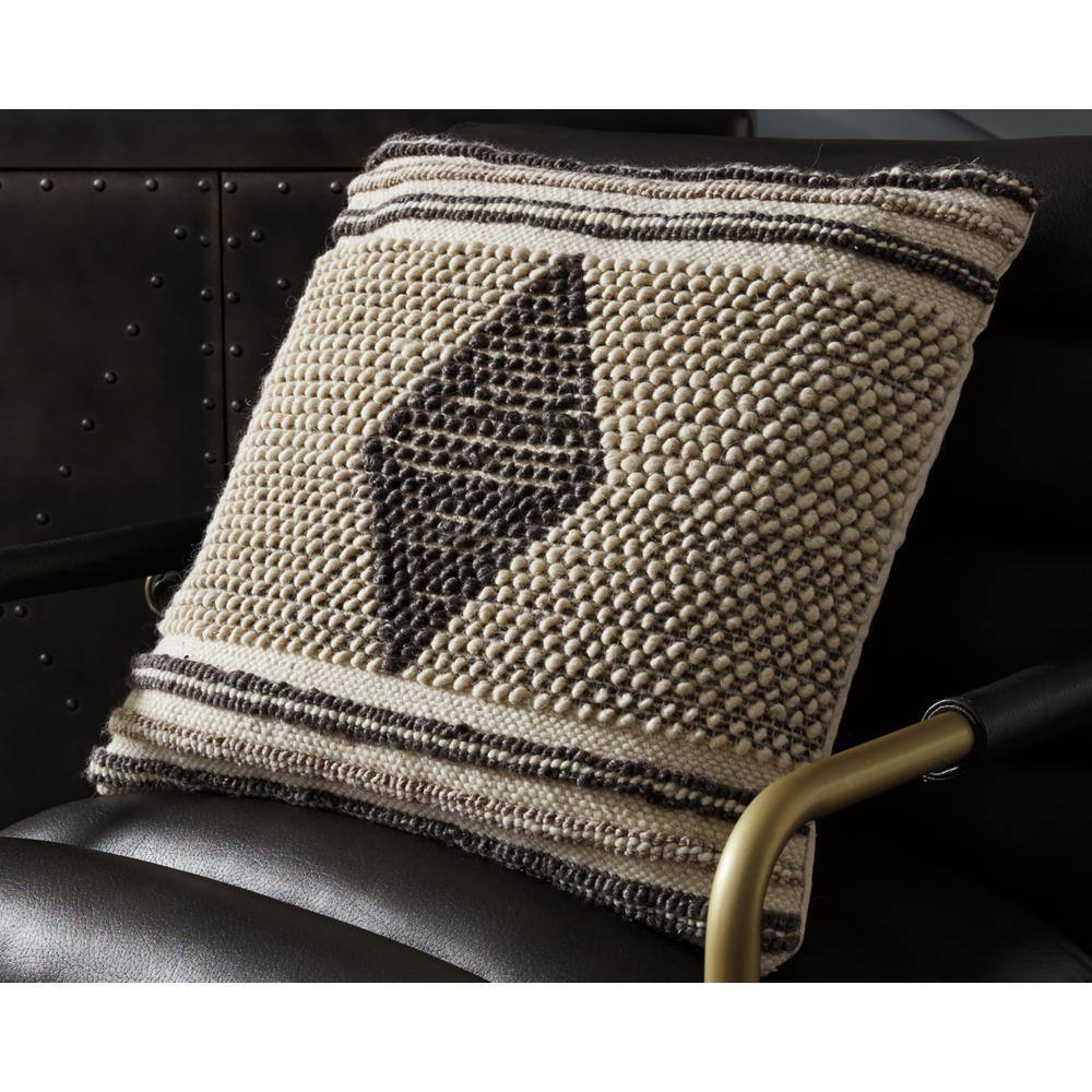 Handwoven Boho Diamond Pattern Cotton Wool Throw Pillow, 20 x 20 Inches