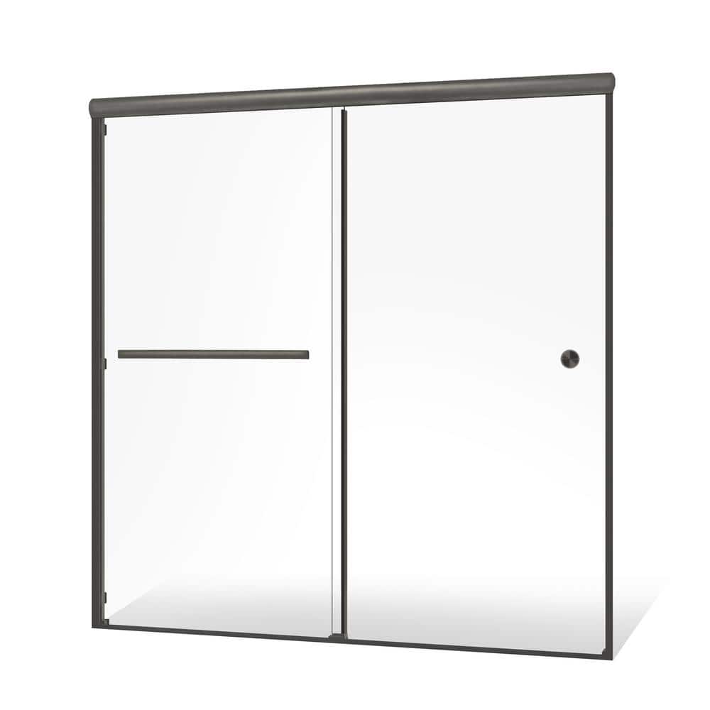 48" Brushed Nickel Frameless Sliding Shower Door with Clear Glass
