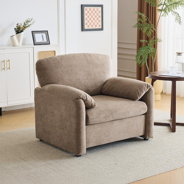 Karl home 38.2 in. Flared Arm Chenille Square Single Sofa in Brown