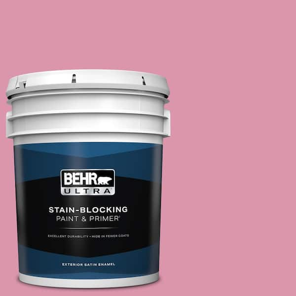 BEHR ULTRA 5 gal. #110B-4 Foxy Pink Satin Enamel Exterior Paint & Primer