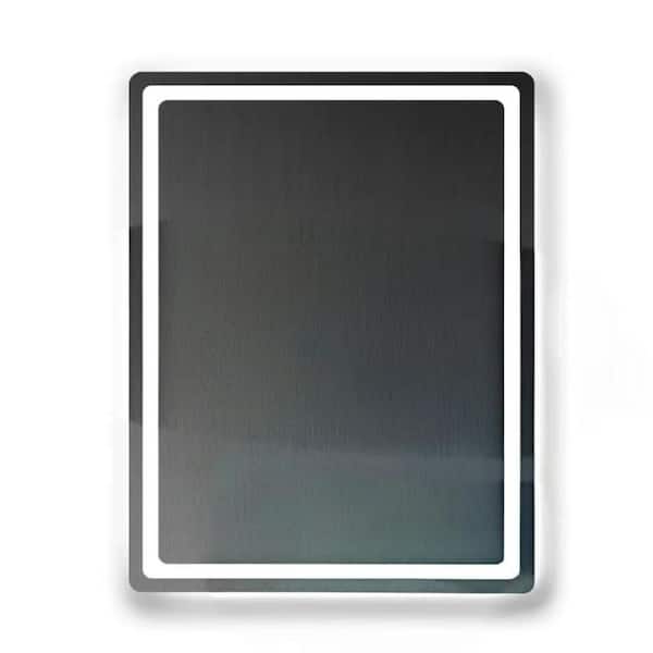 Unbranded 23.62 in. W x 31.5 in. H Square Frameless Mirror, LED Mirror