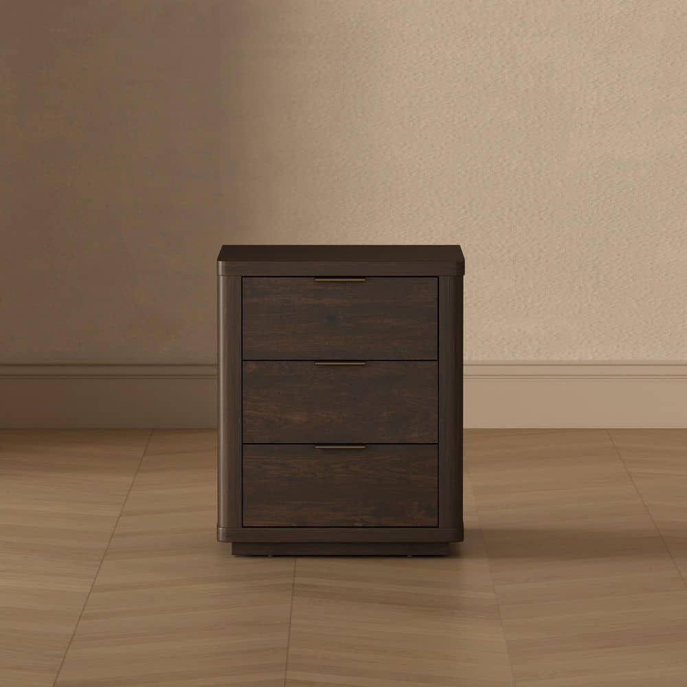 Evelyn Modern Brown 3-Drawer 20 in. W Nightstand