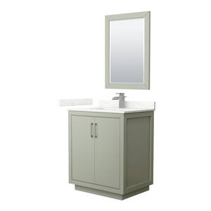 Icon 30 in. W x 22 in. D x 35 in. H Single Bath Vanity in Light Green with Giotto Quartz Top and 24 in. Mirror