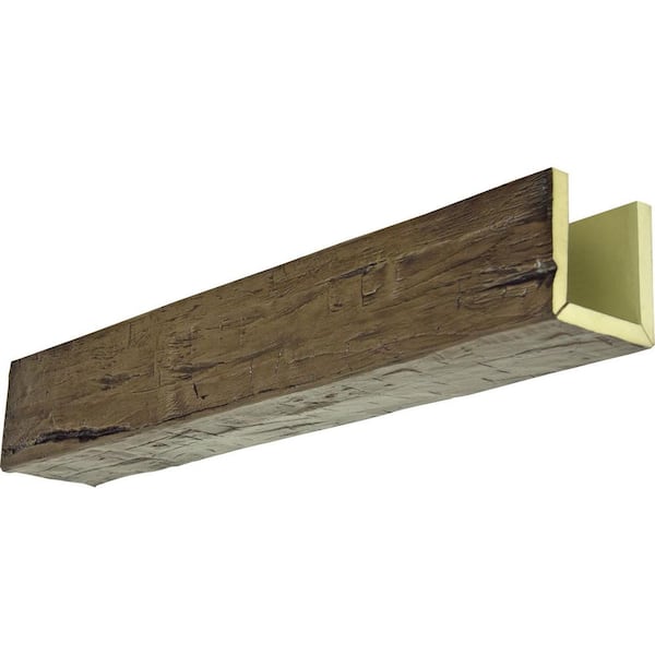 Ekena Millwork 6 in. x 10 in. x 16 ft. 3-Sided (U-Beam) Hand Hewn Premium Walnut Faux Wood Ceiling Beam