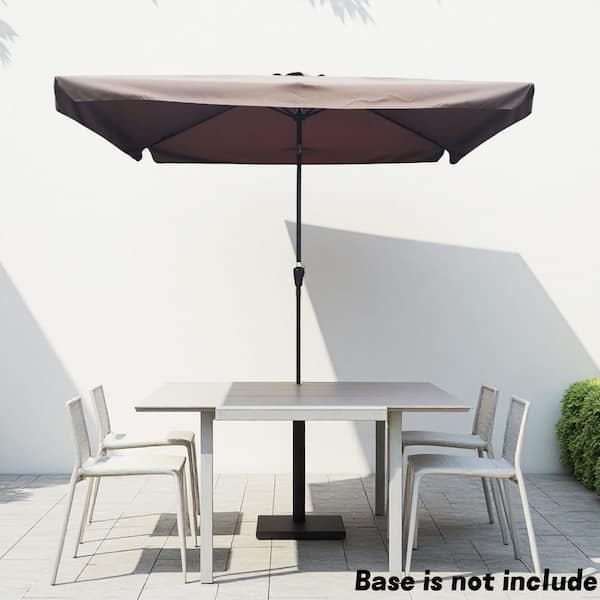 ToolCat 10 ft. x 6.5 ft. Aluminum Rectangular Market Umbrella with Crank and Push Button Tilt Patio Umbrella in Coffee