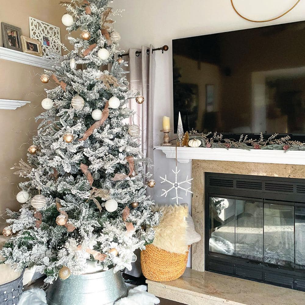 9-Ft Snow Flocked PVC Mountain Pine Christmas Tree