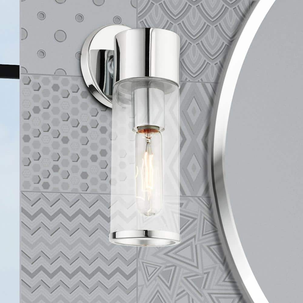 Polished Chrome Dimmable Sconce with Clear Glass Shade