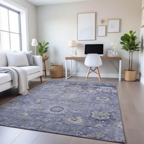 Mayfield Premium Machine Washable Abstract AMF1371 Lavender 8 ft. x 10 ft. Area Rug