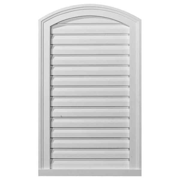 Ekena Millwork 18 in. x 30 in. Round Top Primed Polyurethane Paintable Gable Louver Vent Non-Functional