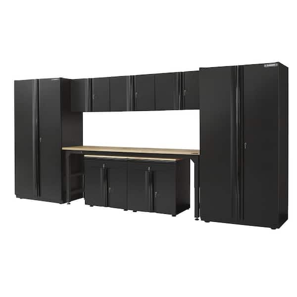 Husky 8-Piece Extra Wide Heavy Duty Welded Steel Garage Storage System in Black (180in. W x 82 in. H x 24 in. D)