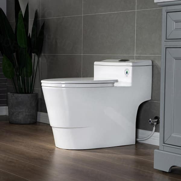 Conserver 1-Piece 1.28 GPF High Efficiency Dual Flush Elongated All-in-One Toilet in White with Seat Included Conserver 1-Piece 1.28 GPF High Efficiency Dual Flush Elongated All-in-One Toilet in White with Seat Included