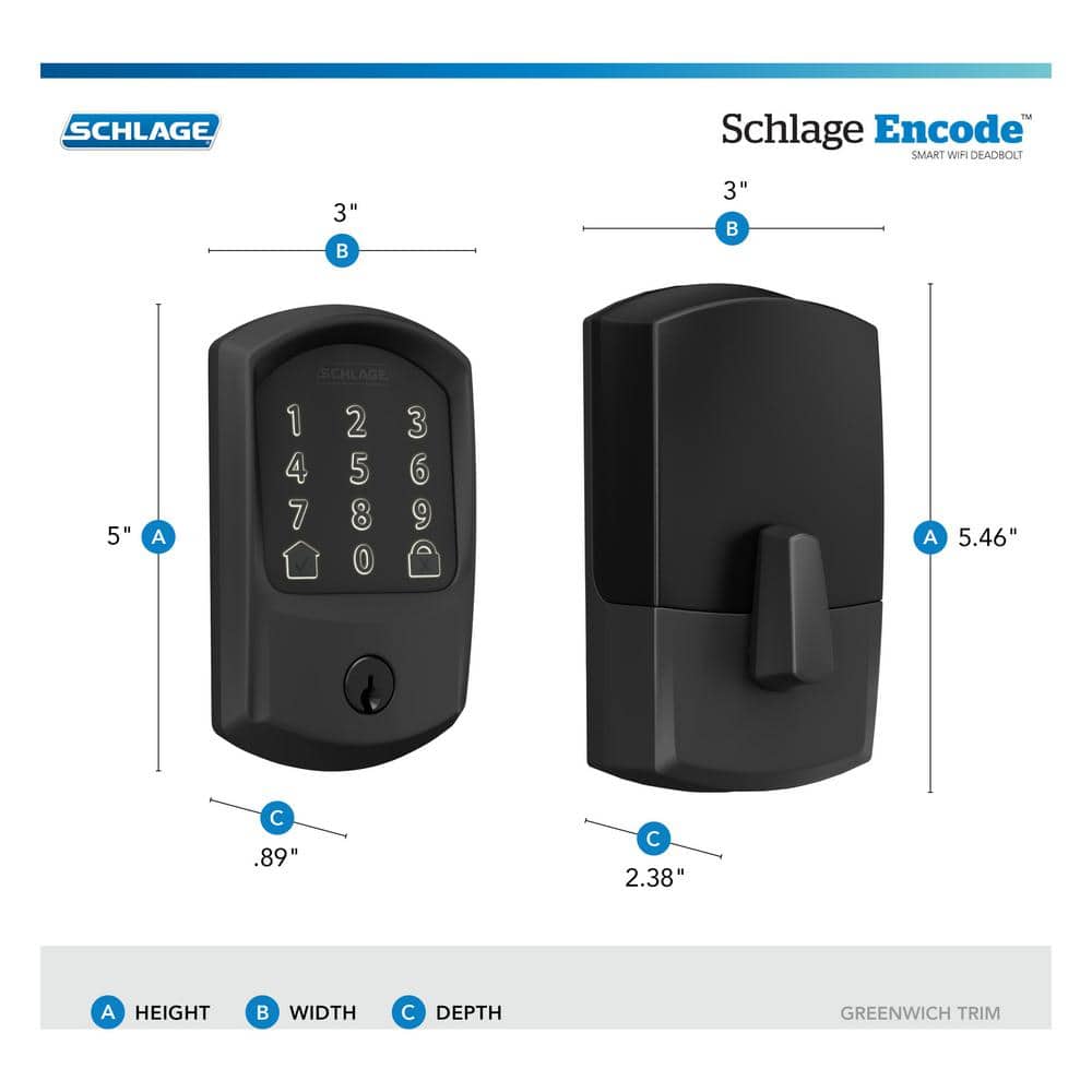 Matte Black WiFi Electronic Deadbolt with Touchscreen