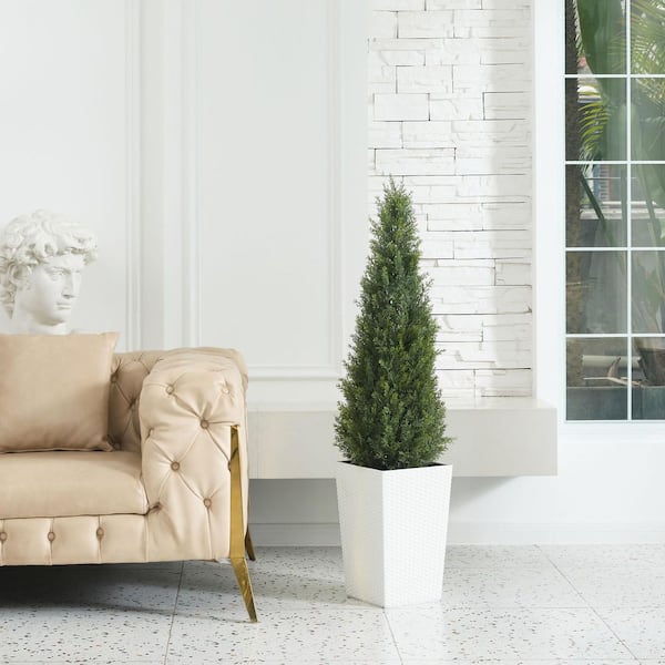 3.5FT Artificial Cypress Topiary Set Of 2 - UV Resistant Outdoor/Indoor Decor