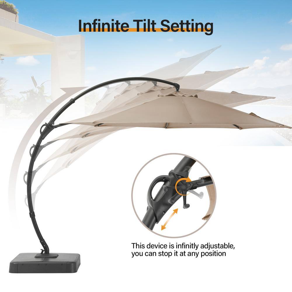 12-Foot Champagne Sunbrella Cantilever Patio Umbrella with Black Metal Pole
