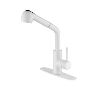Single Handle Pull Down Sprayer Kitchen Faucet with Advanced Spray, Pull Out Spray Wand in White