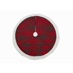 48 in. Classic Check With Faux Fur Trim Christmas Tree Skirt