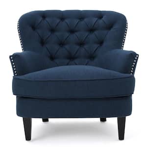 Tafton Dark Blue Fabric Tufted Club Chair