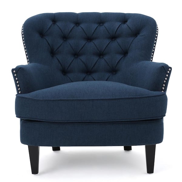 Tafton Dark Blue Fabric Tufted Club Chair